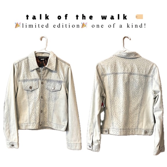 ๐ท๏ธ๐๐ light blue denim crystal button up denim jacket with design lining - Picture 5 of 17